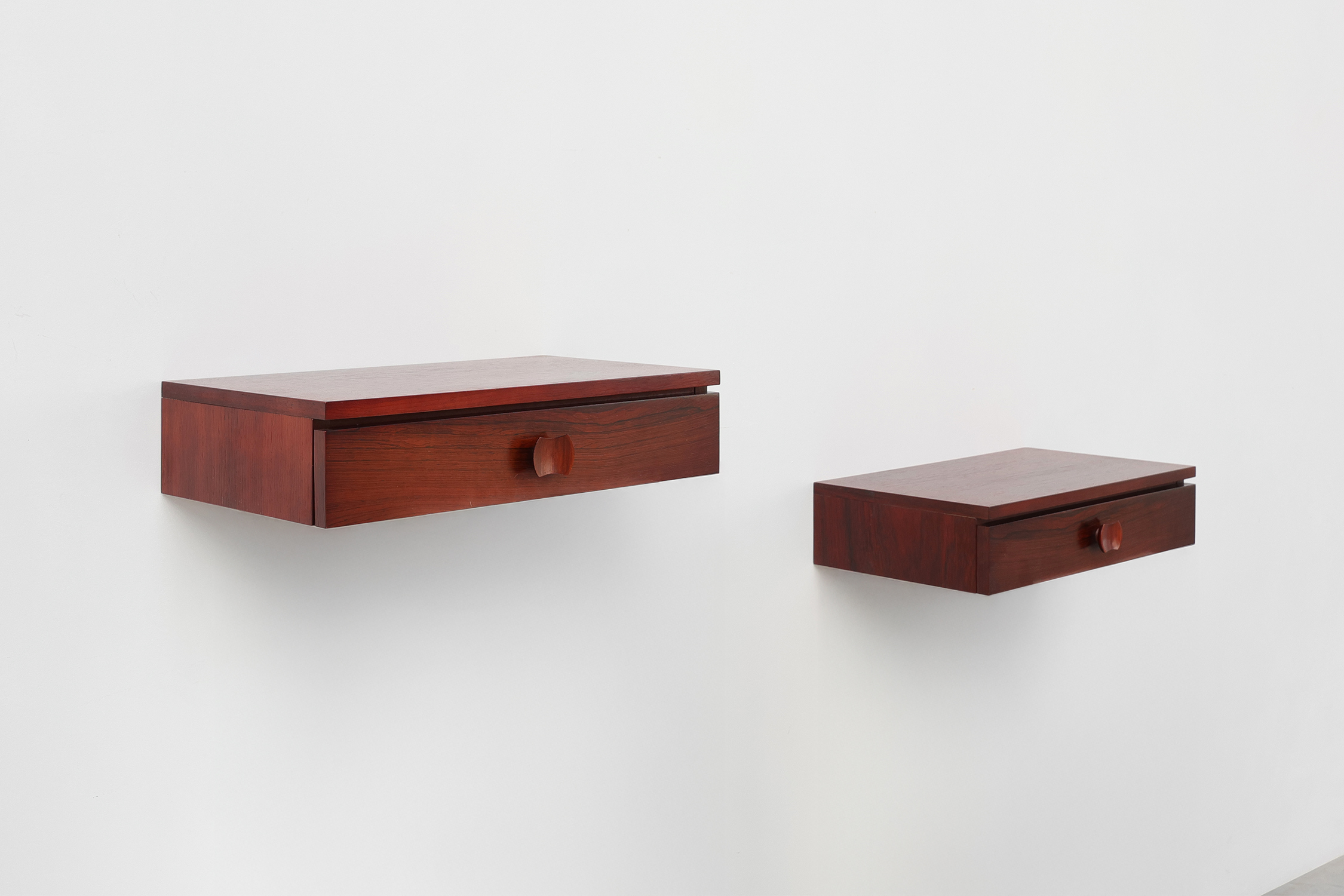Pair of Mid-Century Modern Danish Wall-Mounted Nightstands in Walnutthumbnail